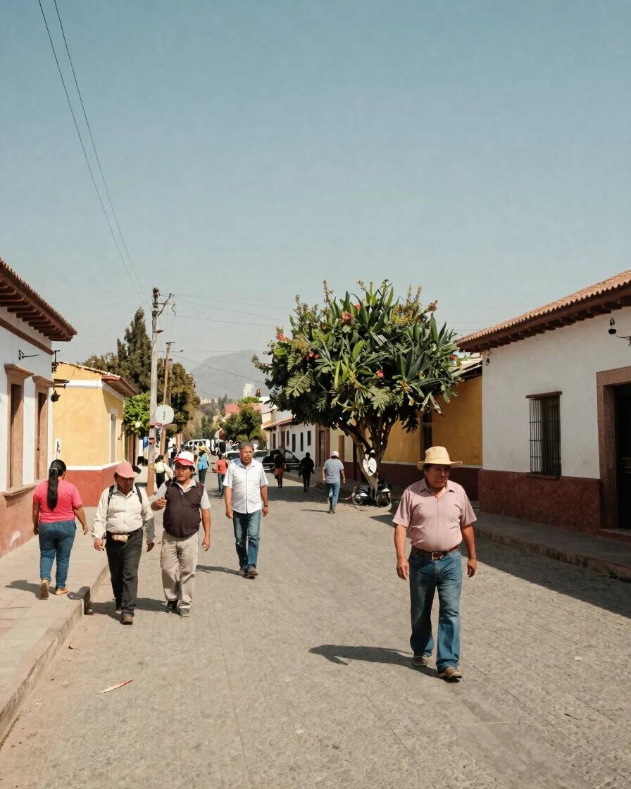 Documentary editorial photograph of a everyday street in Cuautla, Morelos, natural Mexican daylight, warm clear sun, loc